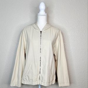 Erica & CO Lightweight hooded jacket Zippered windbreaker cream color Medium siz